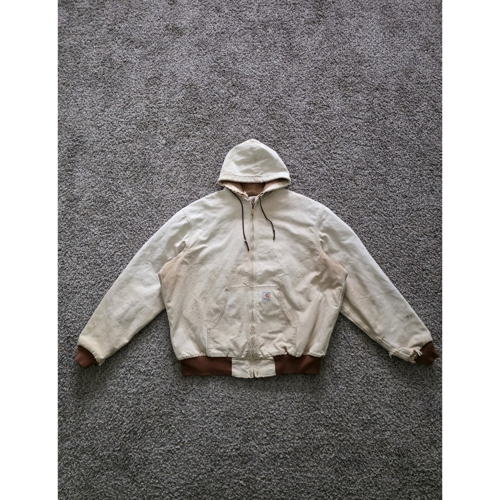 Vintage Carhartt Faded Brown Hooded Jacket Size X-Large Canvas Lined